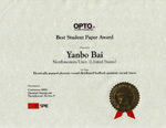 Best Student Paper Award, “Electrically pumped photonic crystal distributed feedback quantum cascade lasers,” SPIE Photonics West Symposium, San Jose, CA given to Yanbo Bai (Student), Dr. Manijeh Razeghi (Faculty Supervisor)